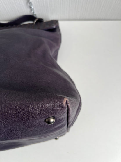 Bottega Veneta Purple Intrecciato Leather Tina Top Handle Bag