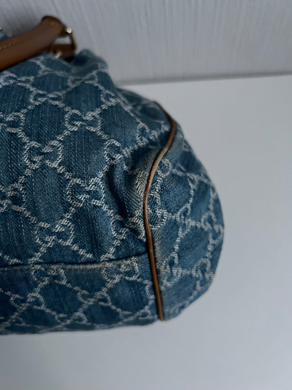 Gucci Blue Denim GG Denim Sukey Medium Handbag Satchel Bag