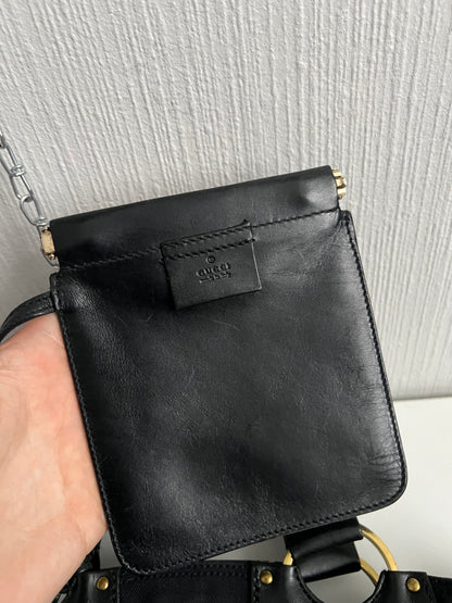 Gucci by Tom Ford Black Canvas Tote with Leather Trim