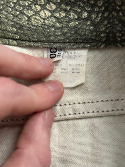 Roberto Cavalli Jeans AW2001 Crocodile Effect Khaki Mens Pants