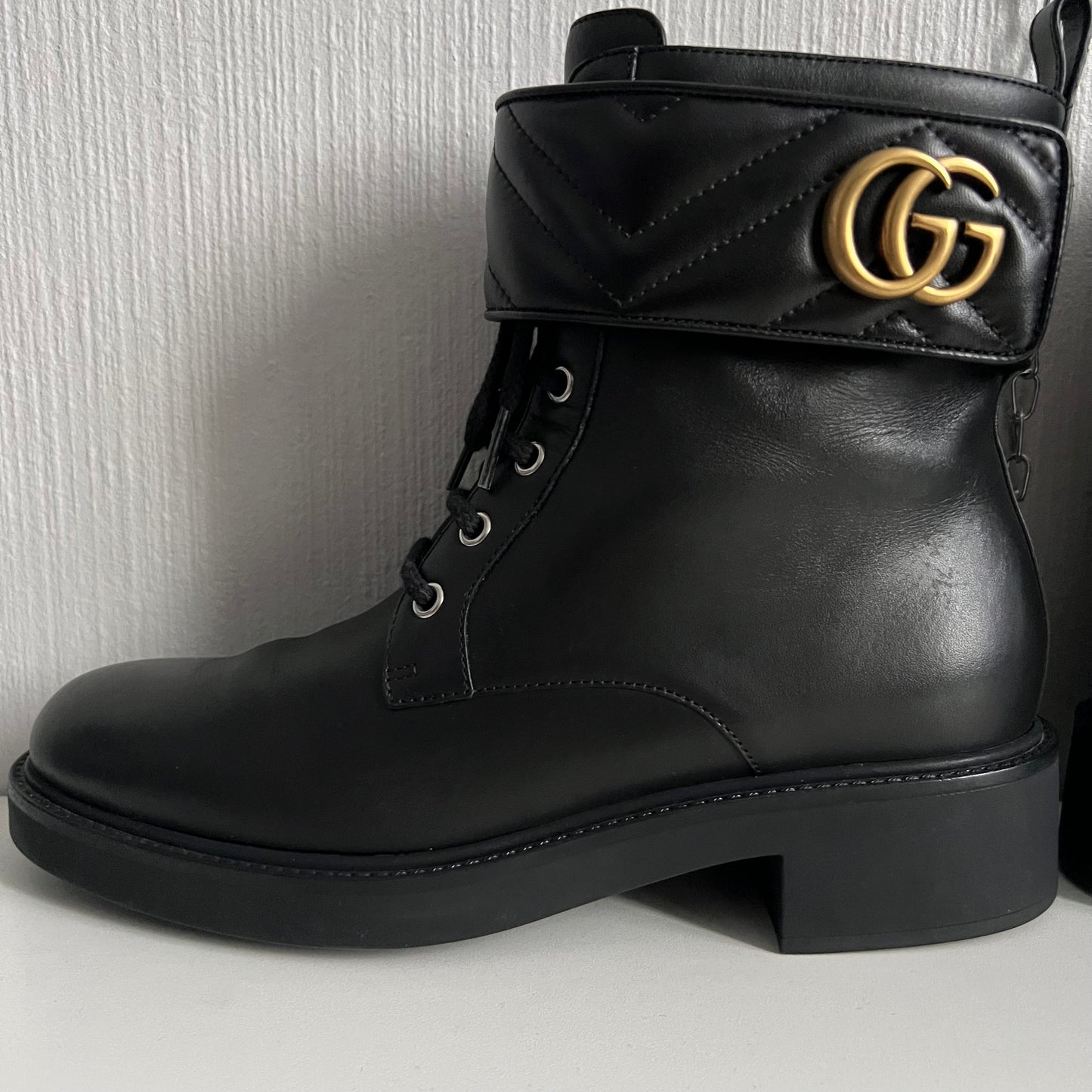 Gucci Marmont Double G Black Womens Ankle Boots