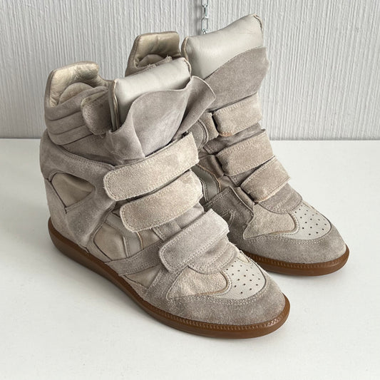Isabel Marant Bekett Beige Suede Leather Sneakers Womens Shoes