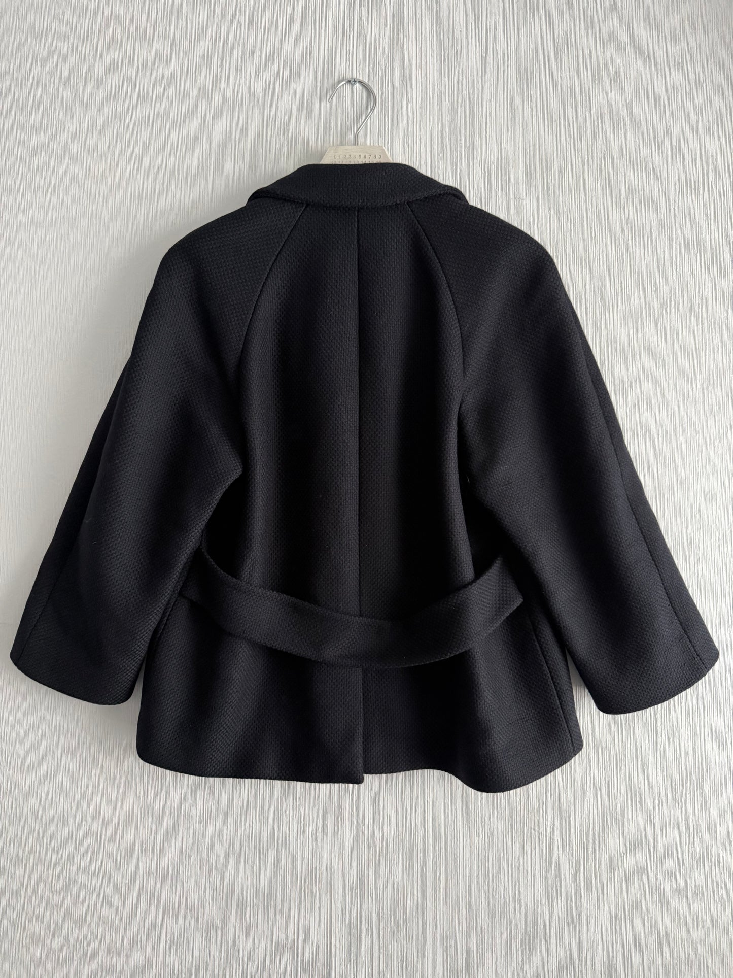 Prada Wool Woven Womens Black Pea Coat