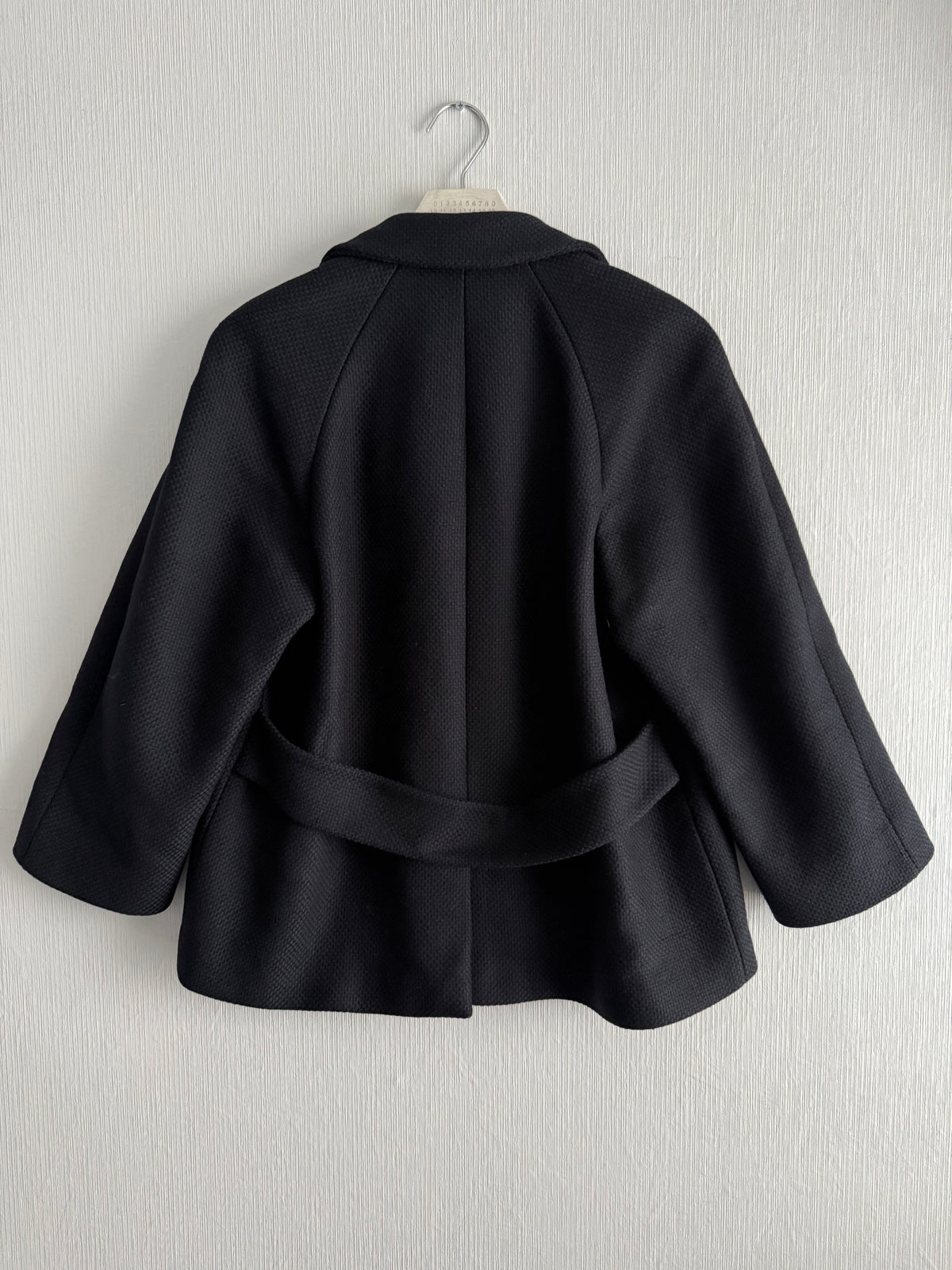 Prada Wool Woven Womens Black Pea Coat