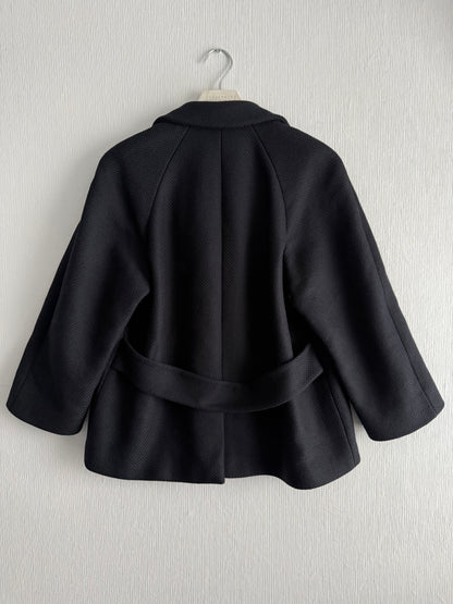 Prada Wool Woven Womens Black Pea Coat