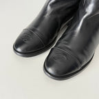 Chanel Black Calfskin Leather Knee-High Riding Boots