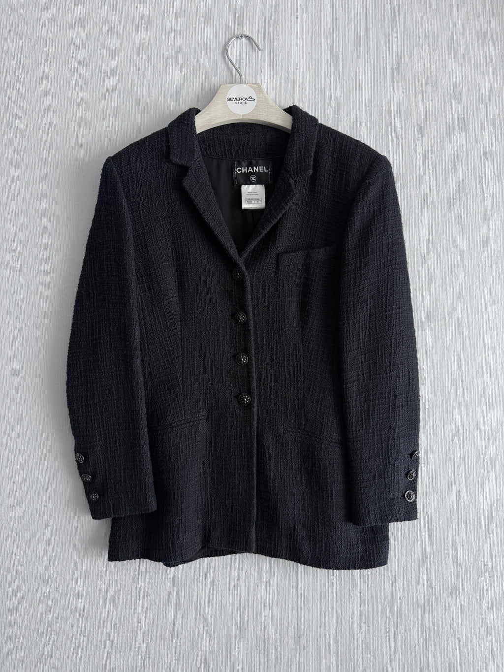 Chanel Bombay Timeless Tweed Blazer Jacket in Black Cotton