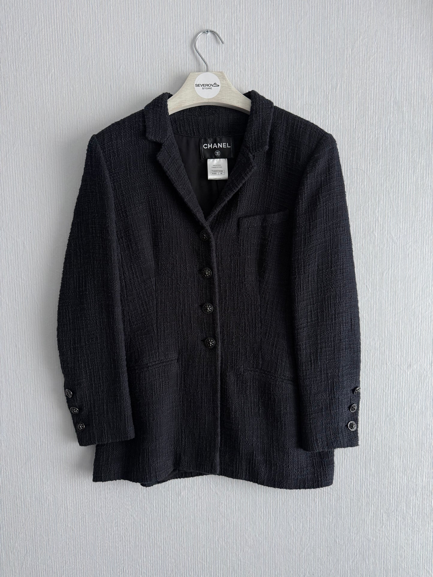 Chanel Bombay Timeless Tweed Blazer Jacket in Black Cotton