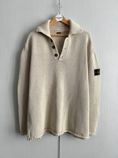 Stone Island Vintage SS1998 Beige Cotton Knit Sweater