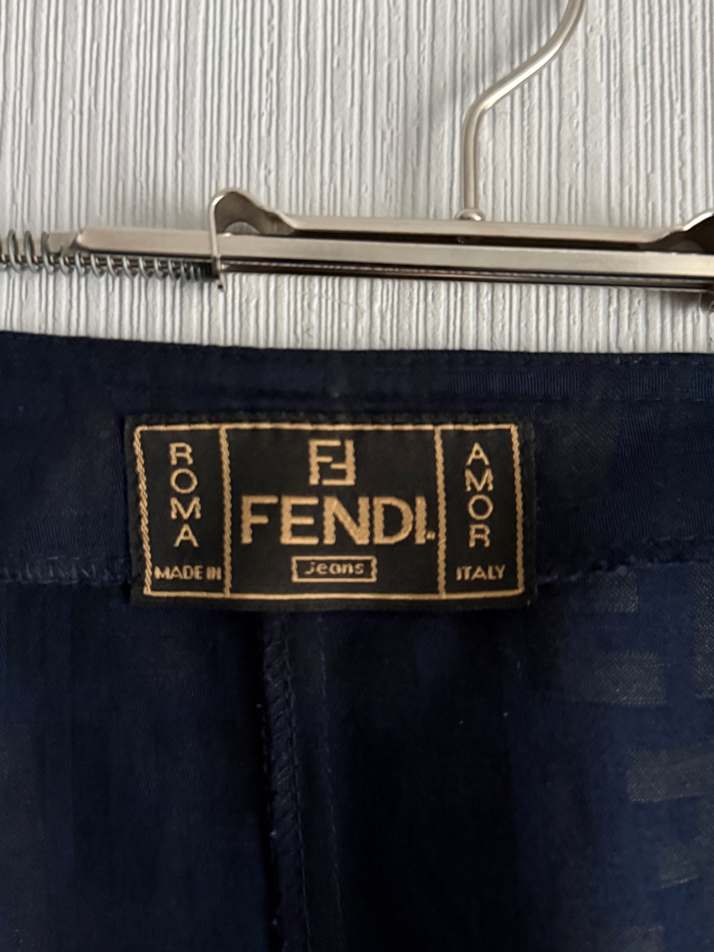 Fendi FF Monogrammed Logo Navy Skirt