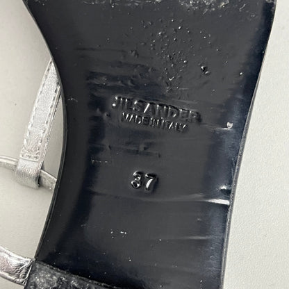 Jil Sander Metallic T-Strap Flat Sandals