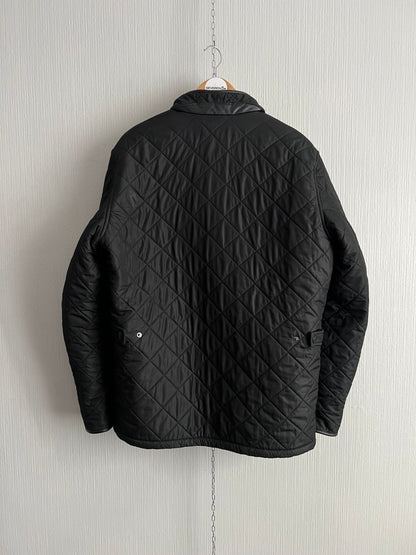 Barbour Powell Quilted Black Jacket with Faux Leather Trim