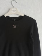 Chanel CC Black Wool Knit Sweater