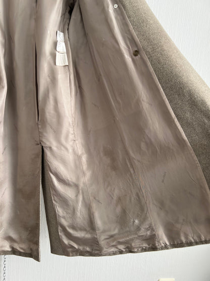 Max Mara Fox Fur Collar Wool Angora Blend Womens Long Coat