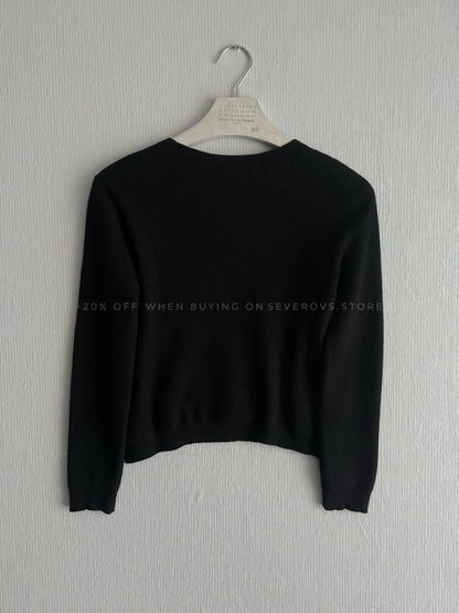 Chanel CC Black Wool Knit Sweater