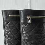 Chanel Black Nylon/Leather Coco Cocoon Boots by Karl Lagerfeld