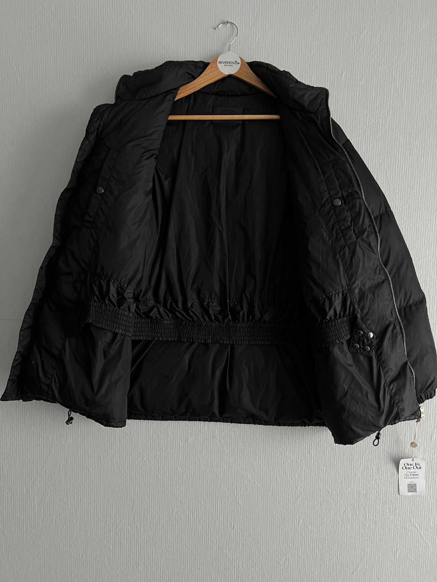 Prada Sport Red Tab Black Down Puffer Jacket