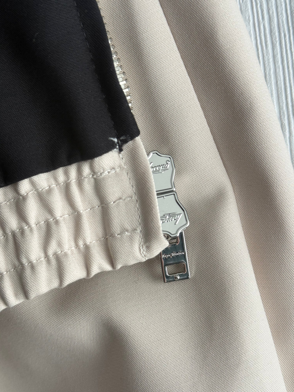 Acne Studios SS26 Satin Logo Jacket in Beige