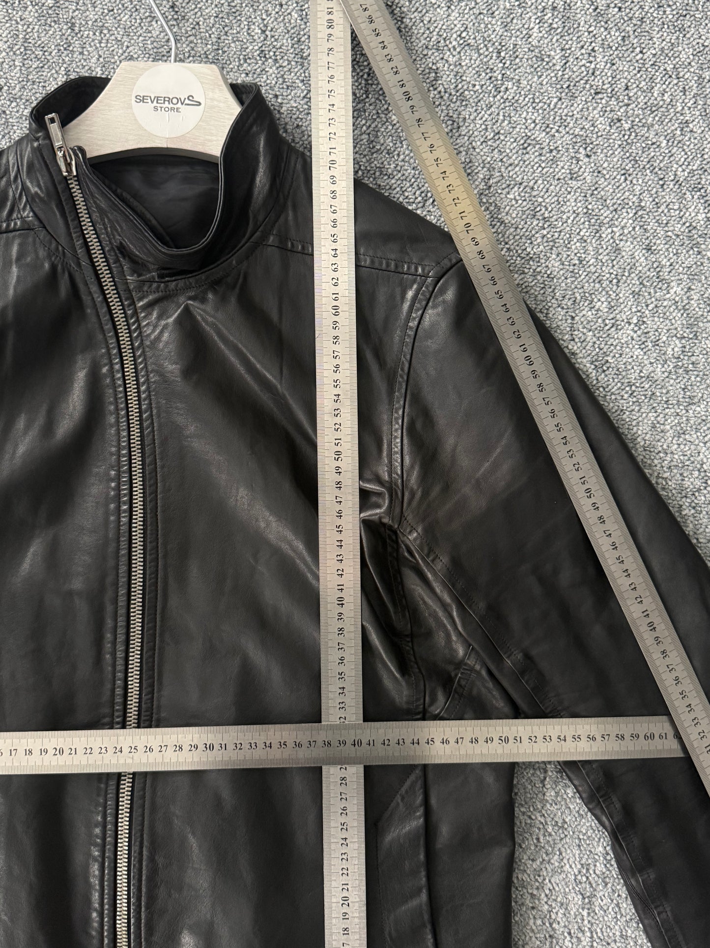 Rick Owens Calf Leather Mollino Leather Jacket