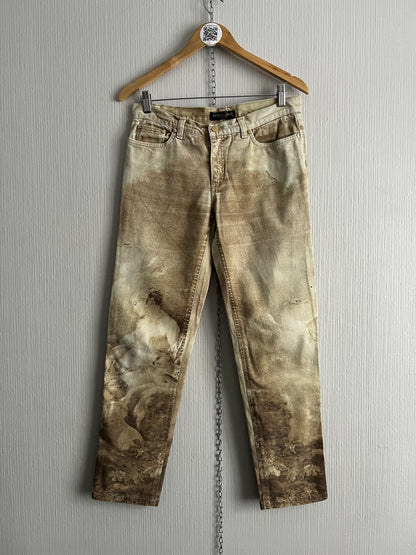 Roberto Cavalli AW1995 Medieval Art Renaissance Print Pants