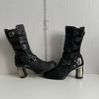 New Rock Trail Heeled Black Leather Boots