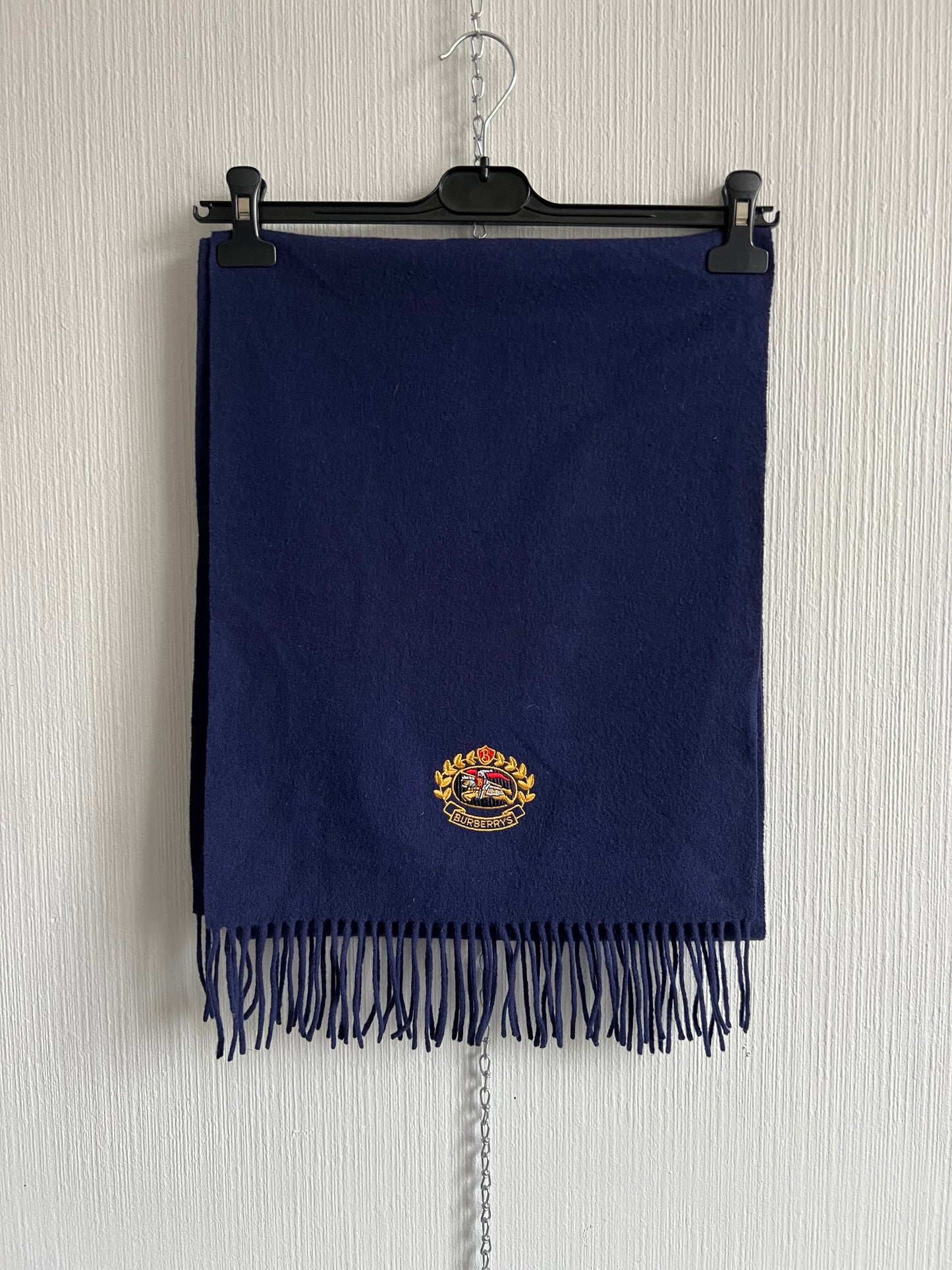 Burberry Scarf Horse crest in Lambswool Blue