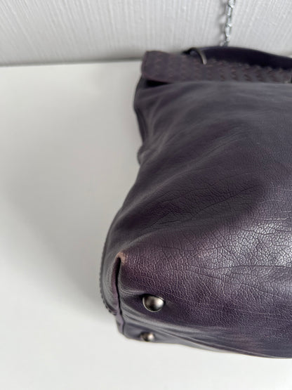Bottega Veneta Purple Intrecciato Leather Tina Top Handle Bag