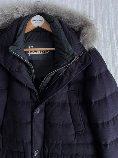 Herno Polar-Tech Silk Cashmere Blend Quilted Down-Filled Parka with Fur Hood