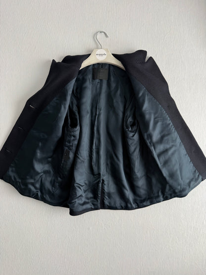 Prada Wool Woven Womens Black Pea Coat