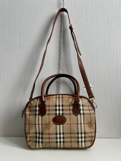 Burberry's Haymarket Check Leather-Trimmed Handle Bag