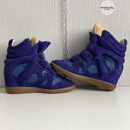 Isabel Marant Bekett Blue Suede Leather Sneakers Womens Shoes