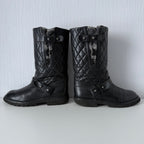 Chanel Quilted Leather & Knit Boots