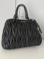 Miu Miu Black Matelassé Leather Tote Bag