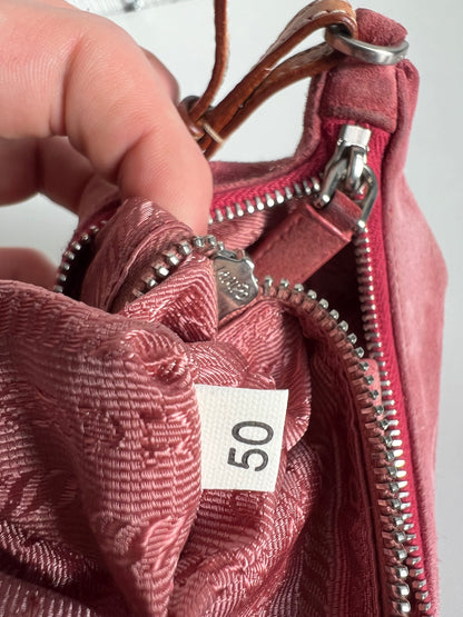 Prada Pochette Sirio Pink Suede Shoulder Bag