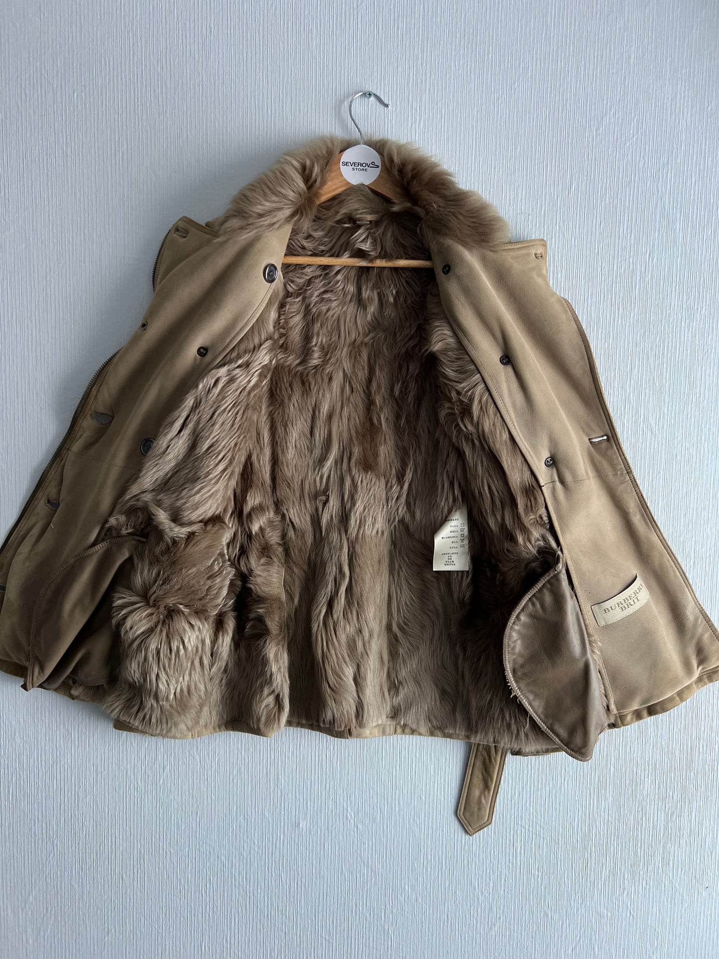 Burberry Brit Lamb and Fur Shearling Jacket Beige Womens Peacoat