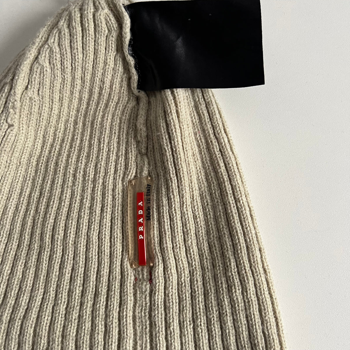 Prada Vintage Prada Luna Rossa Red Tab Cream Wool Mens Hat — product photo