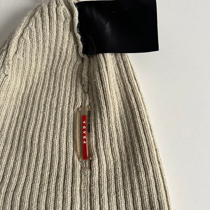 Vintage Prada Luna Rossa Red Tab Cream Wool Mens Hat