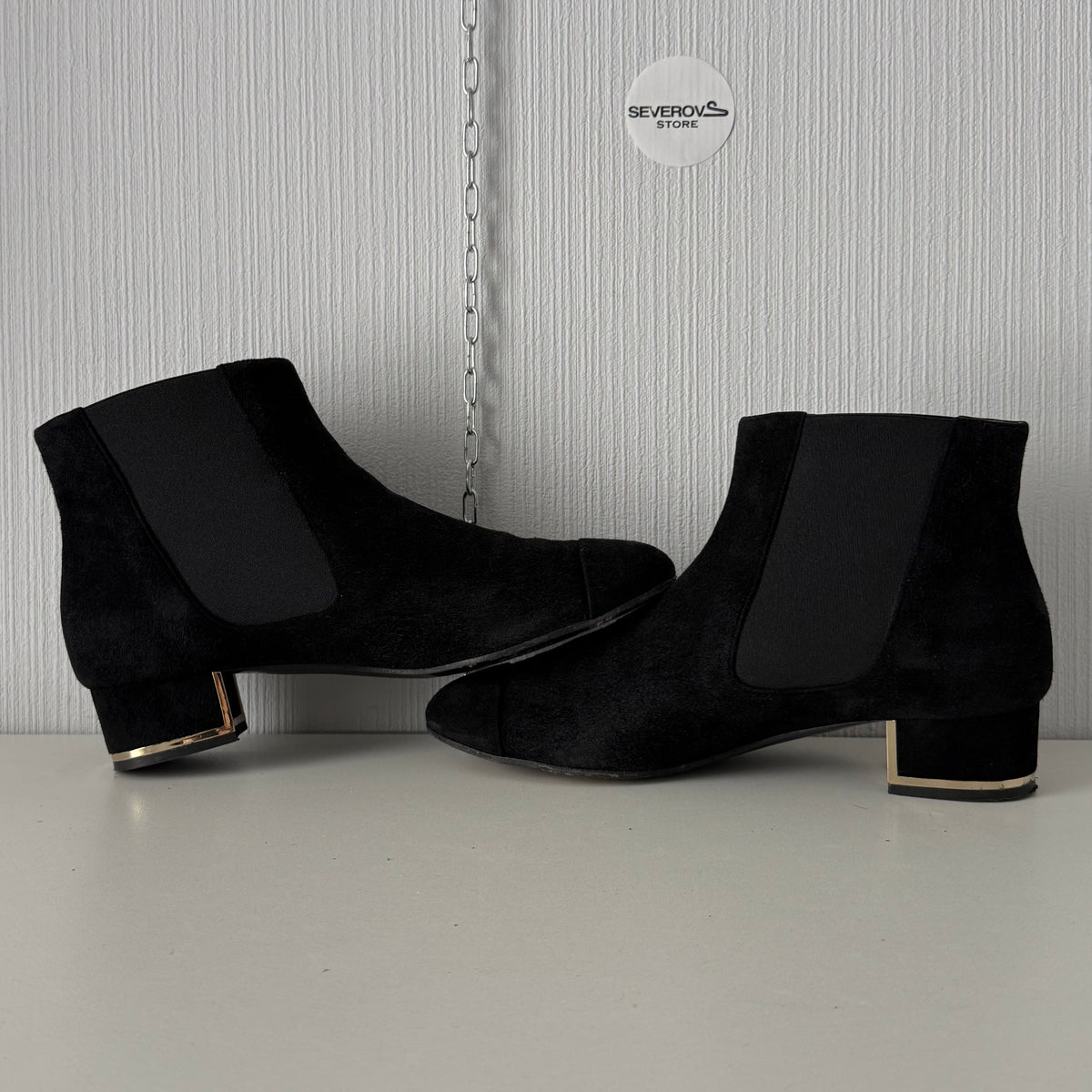 Chanel Black Suede Chelsea Ankle Boots