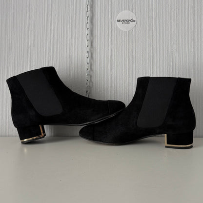 Chanel Black Suede Chelsea Ankle Boots