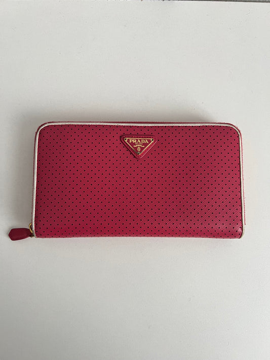 Prada Saffiano Leather Perforated Large Wallet