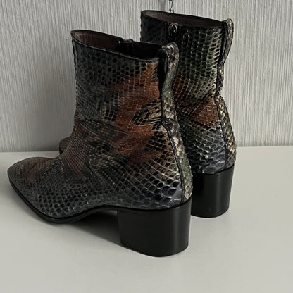 Yves Saint Laurent Wyatt Zip Boots in Genuine Python Leather