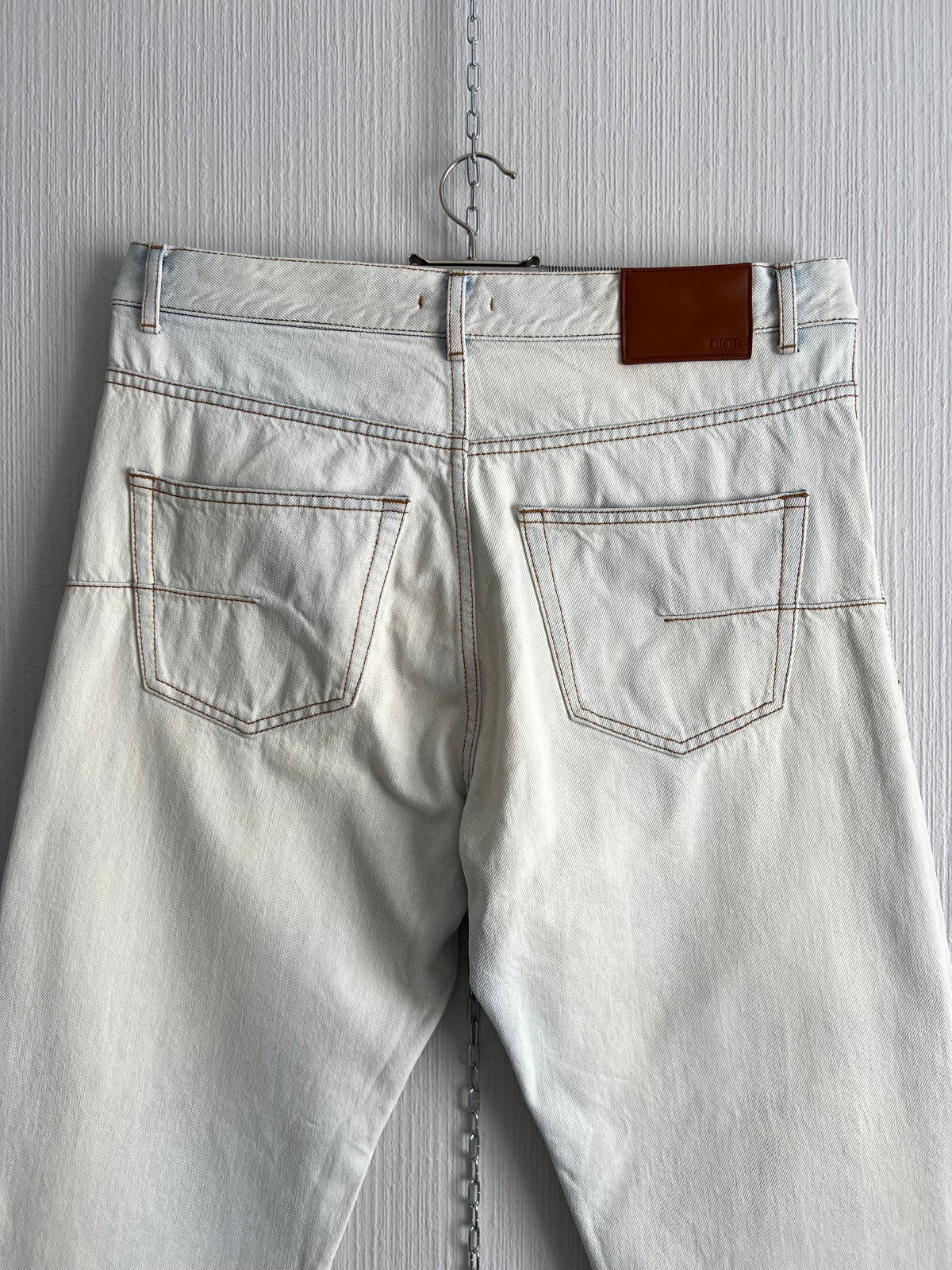 Christian Dior SAMPLE Gazette Print Faded Blue Denim Jeans