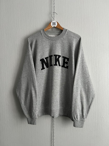 Vintage 90s Nike Big Logo Grey Cotton Jumper