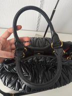 Miu Miu Black Matelassé Leather Tote Bag