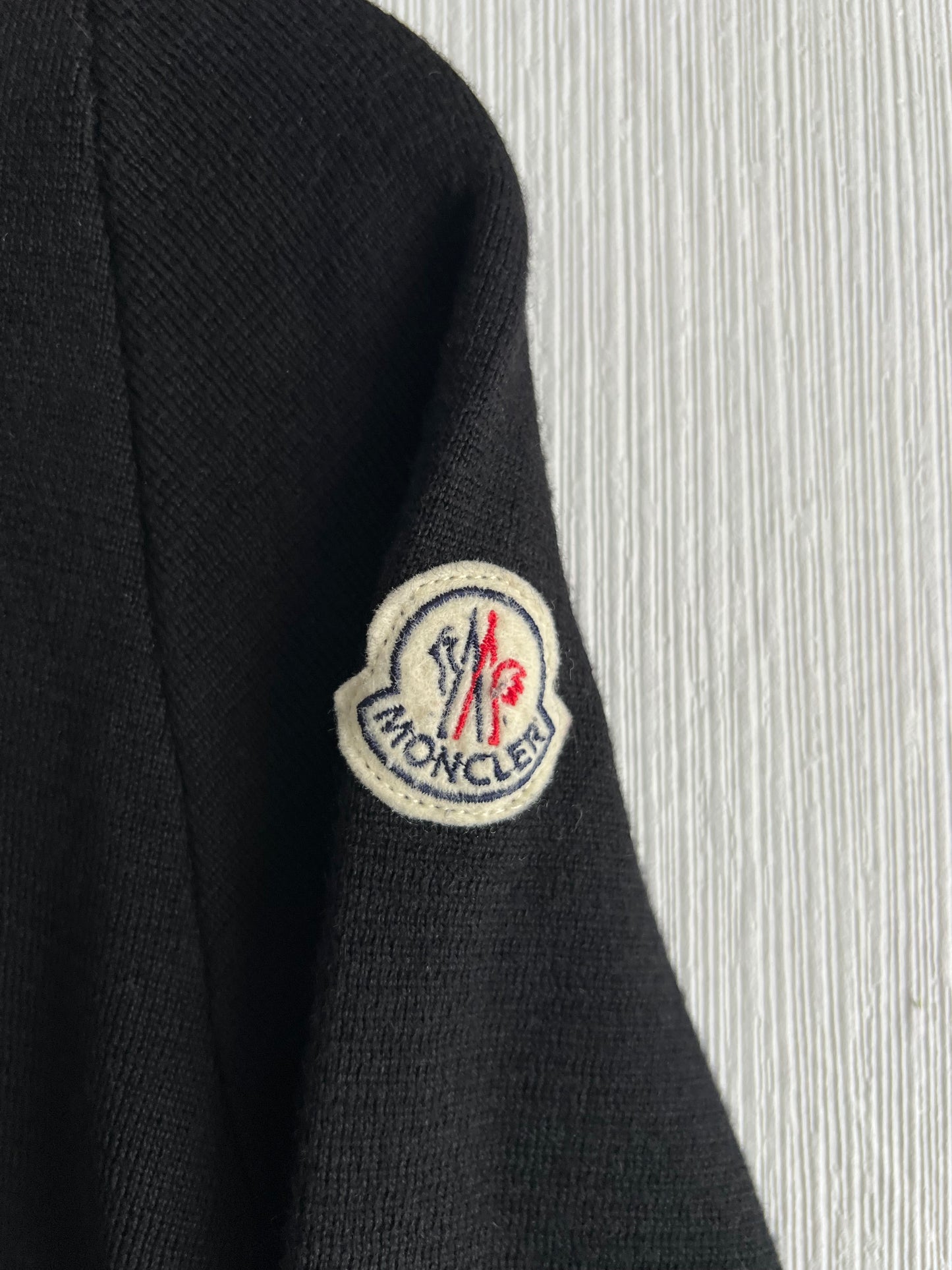 Moncler Logo Black Wool Zip Cardigan