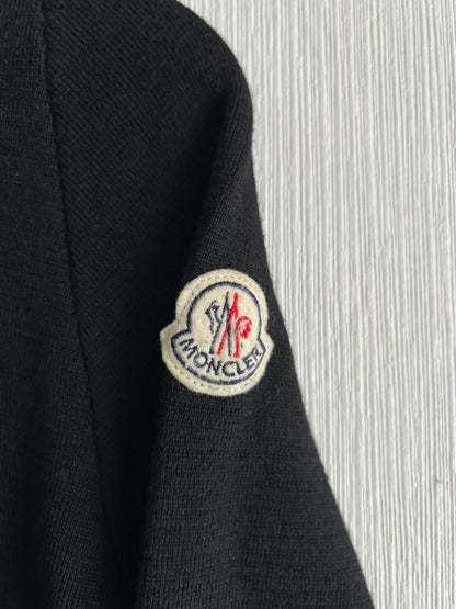 Moncler Logo Black Wool Zip Cardigan