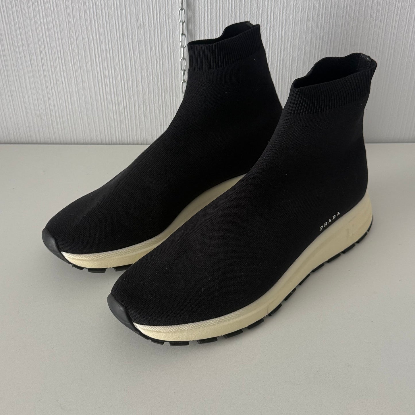 Prada Black Knit Fabric Runner Sneakers