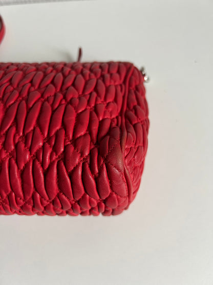 Miu Miu Matelasse Red Leather Shoulder Bag