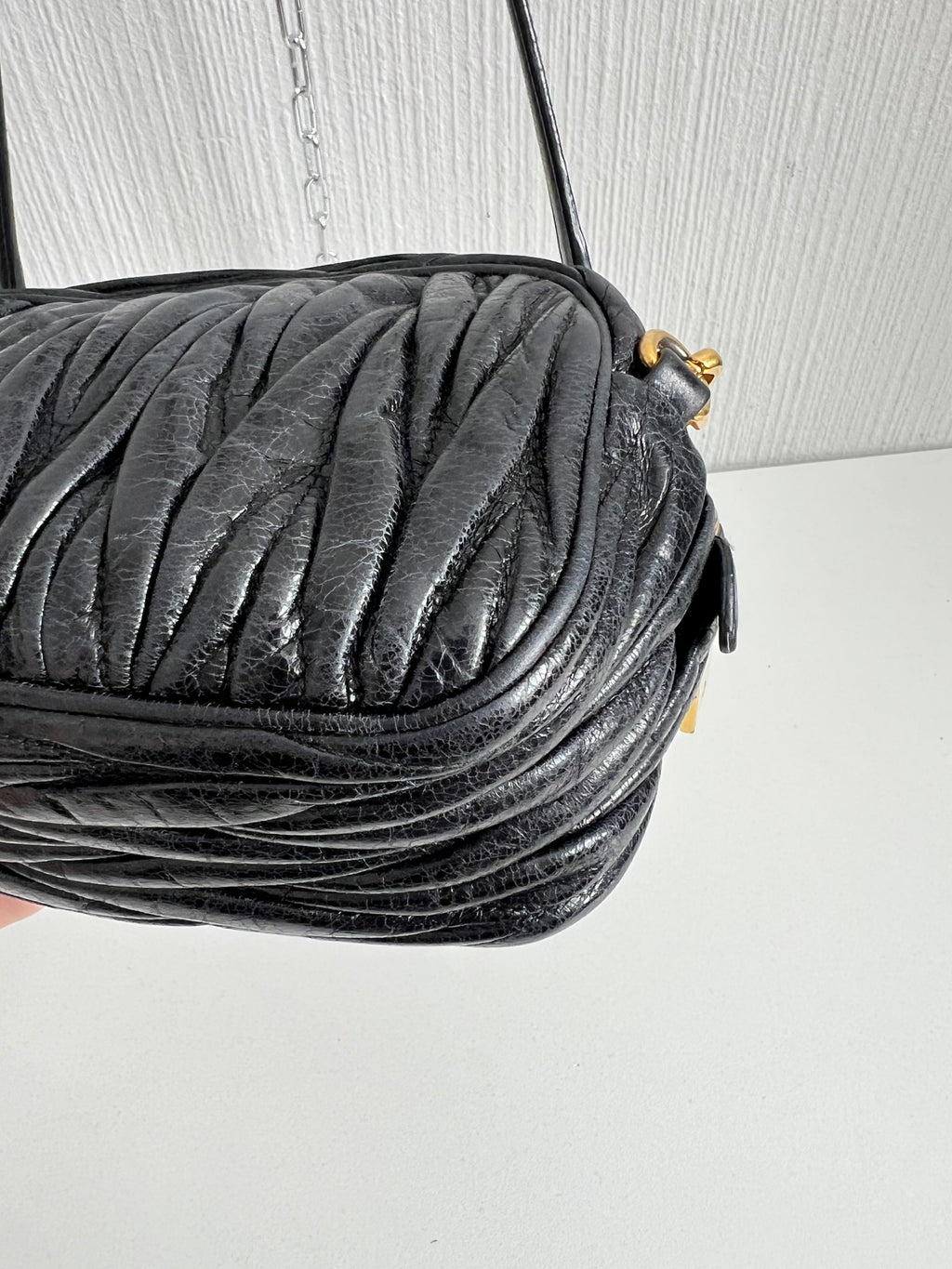 Miu Miu Black Matelasse Leather Crossbody Bag