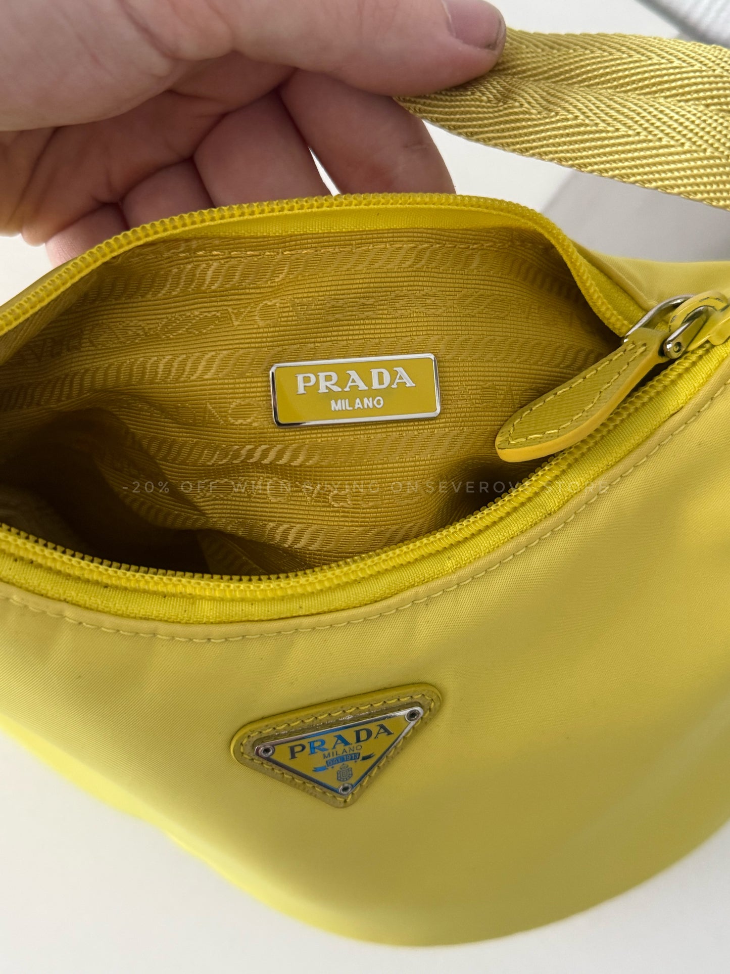 Prada Re-edition 2000 Nylon Shoulder Bag In Yellow